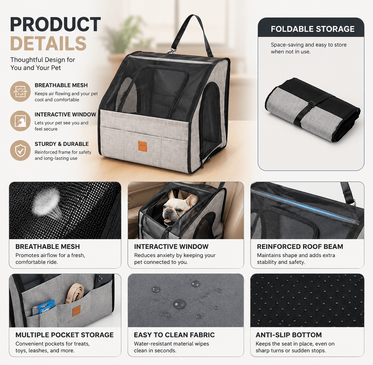 FoldAway Travel Pet Crate Seat