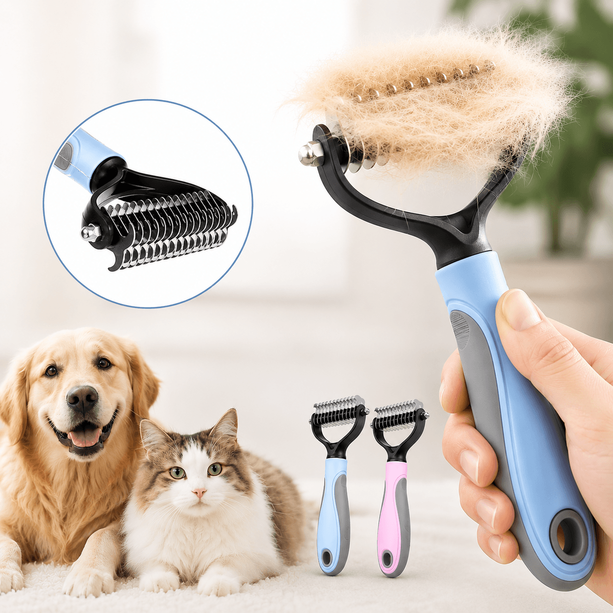 FurEase Self-Cleaning Deshedding Brush