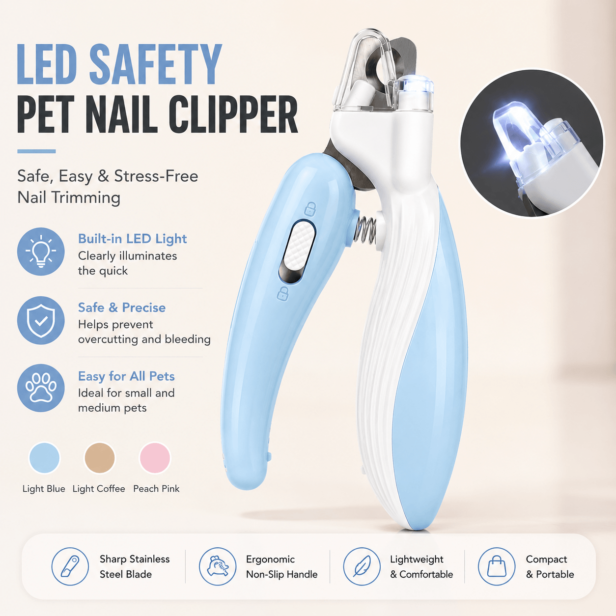 LED Safety Pet Nail Clipper