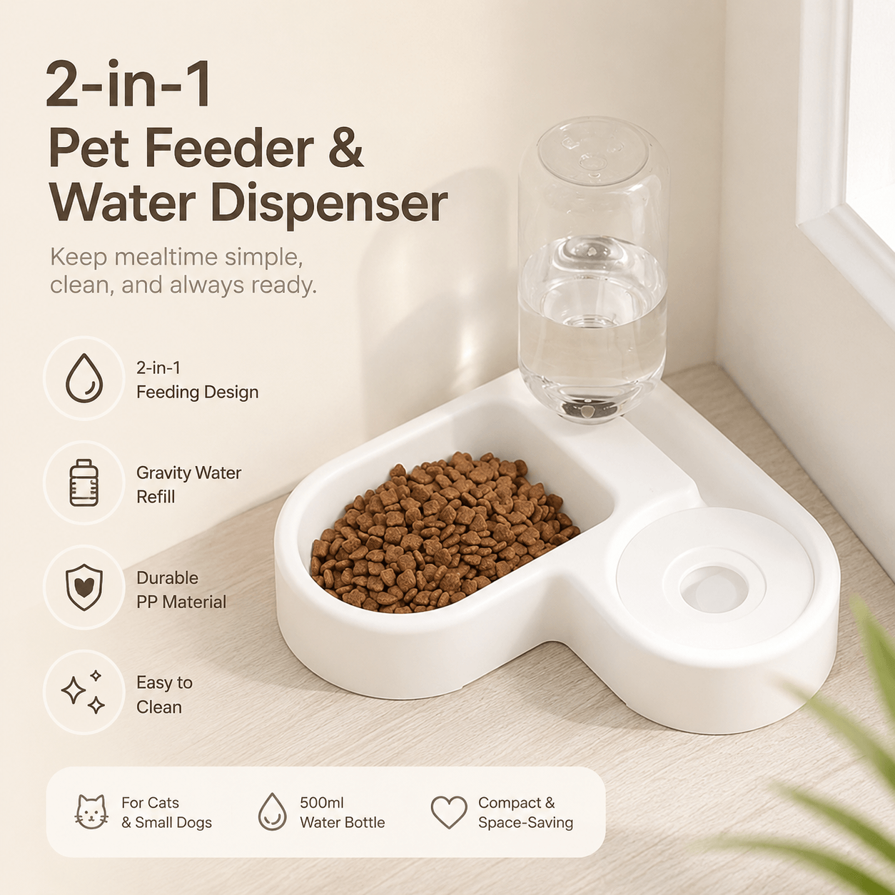 2-in-1 Pet Feeder & Water Dispenser