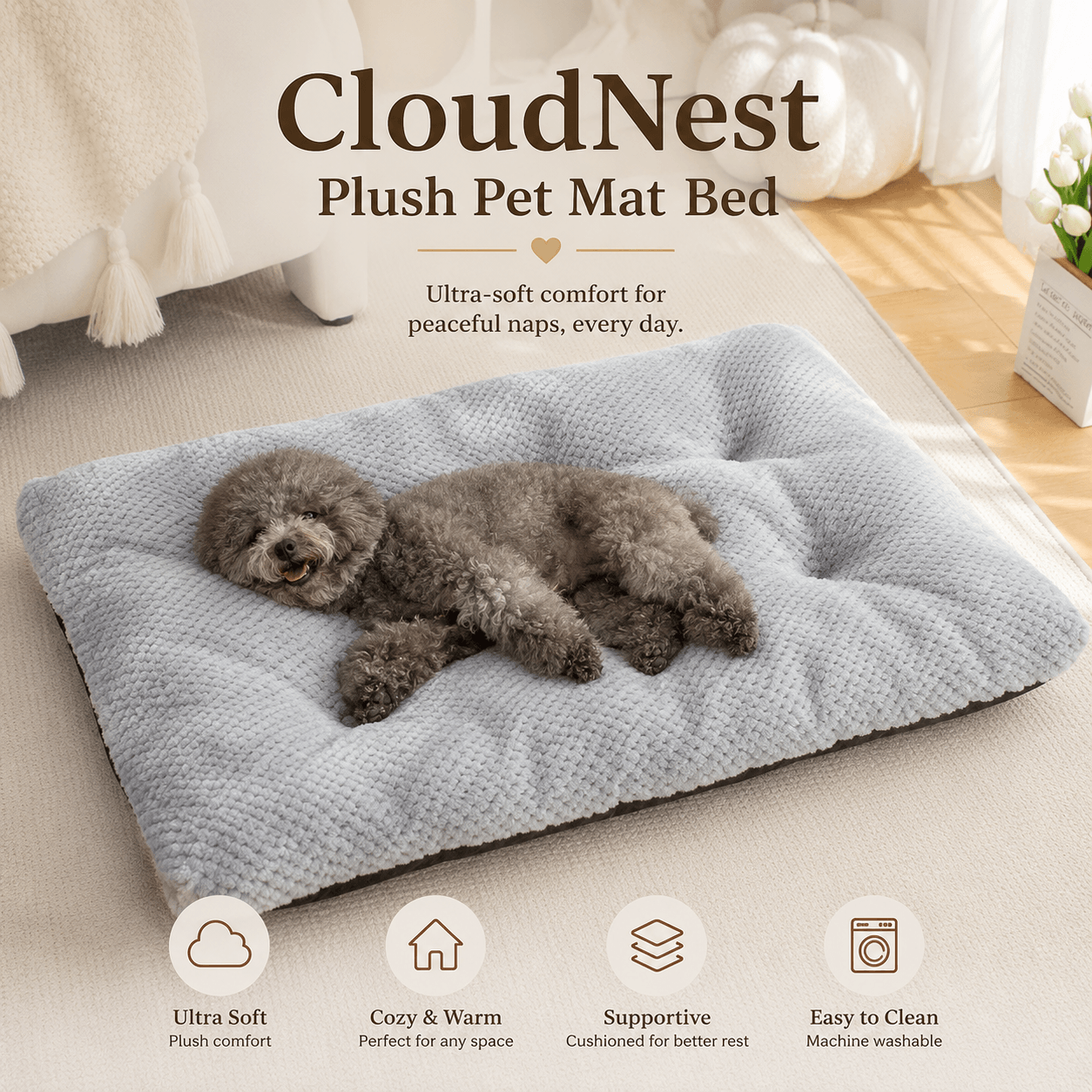 CloudNest Plush Pet Mat Bed